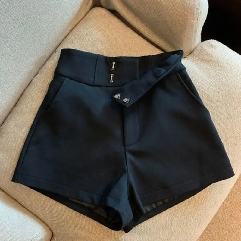 High-Waisted Black A-Line Shorts